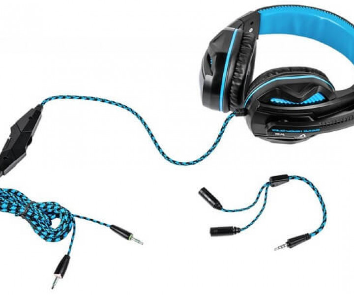 Наушники Gemix W-360 Black/Blue, микрофон, игровая гарнитура